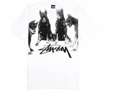 stussy doberman tee white