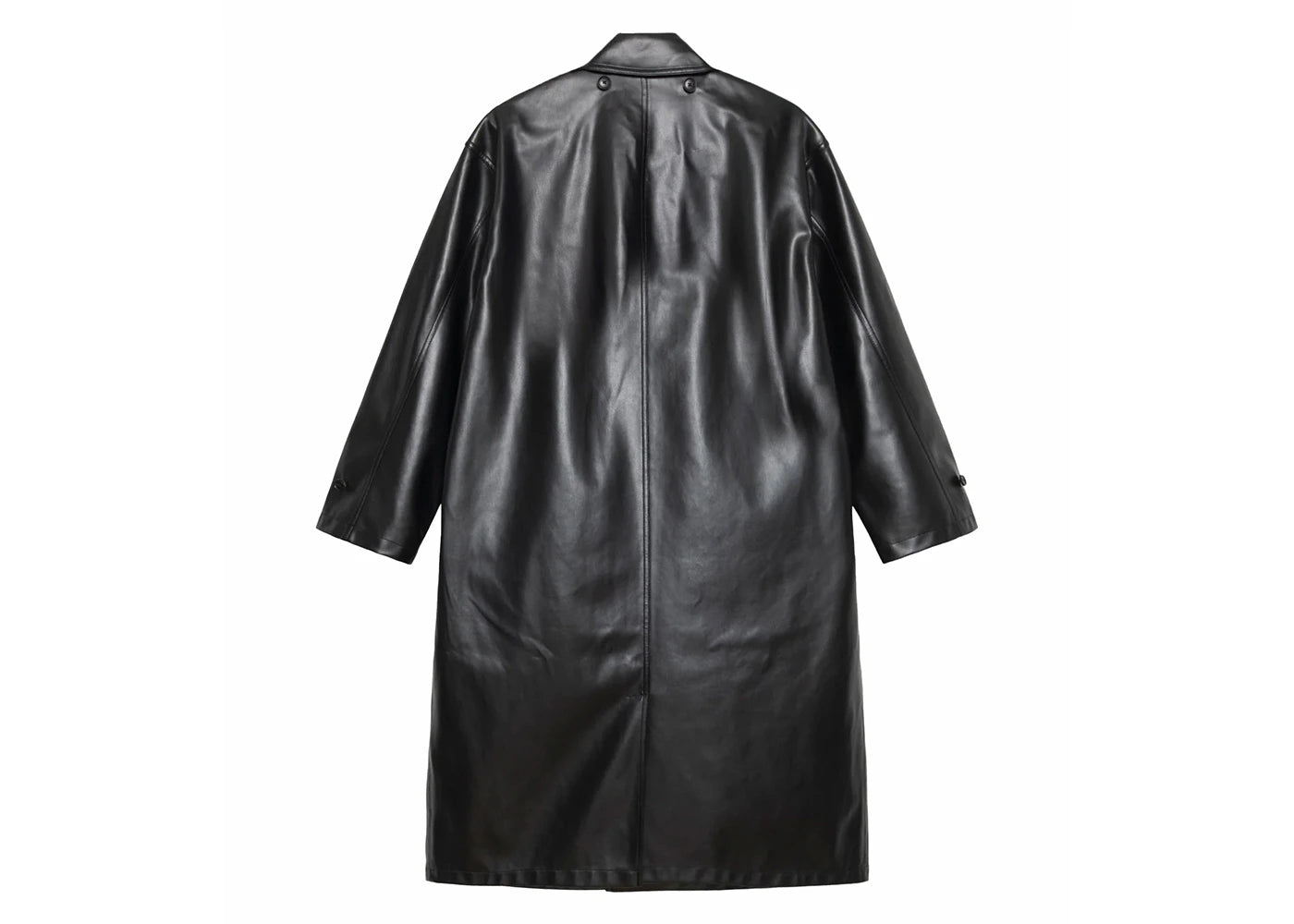 stussy double breasted trench coat black