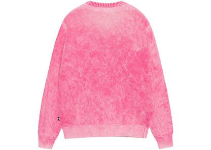 stussy faded cotton knit crew pink