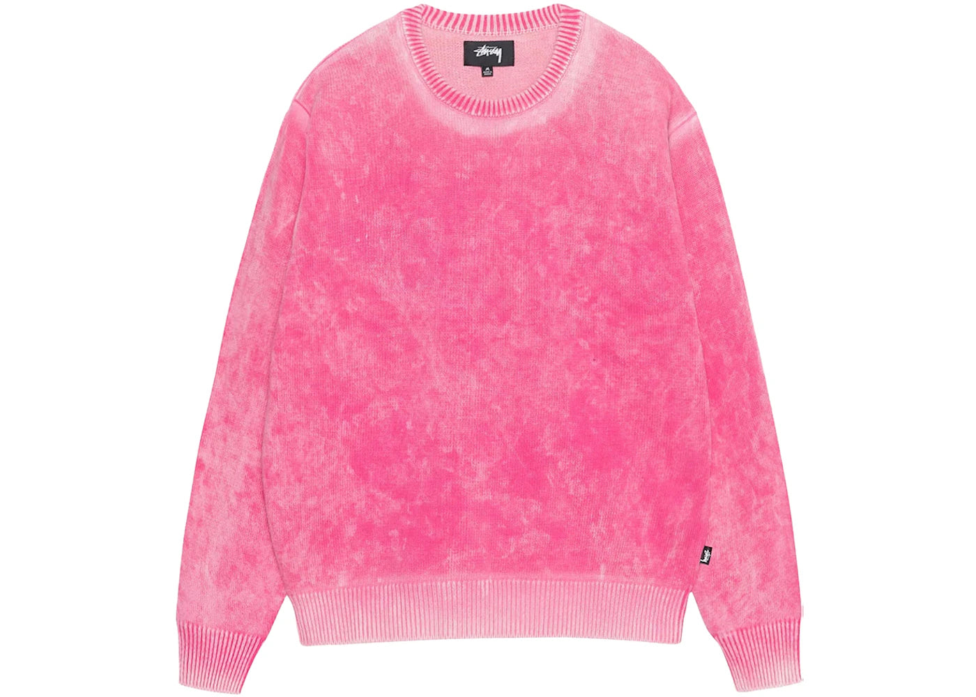 stussy faded cotton knit crew pink