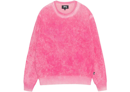 stussy faded cotton knit crew pink