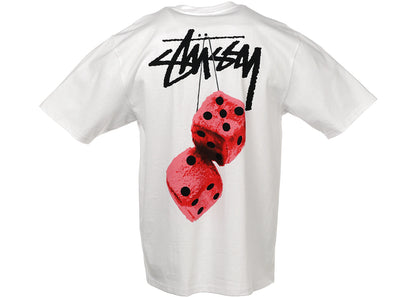 stussy fuzzy dice tee white