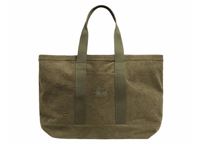Stussy Needle Punch Xl Tote Bag Olive