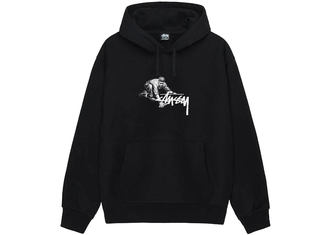 stussy worker hoodie black