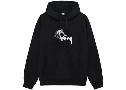 stussy worker hoodie black