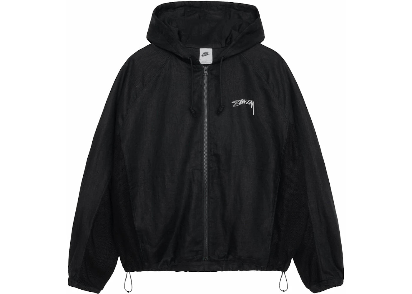 stussy x nike linen shell jacket black