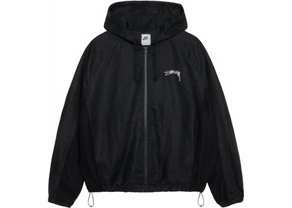 stussy x nike linen shell jacket black