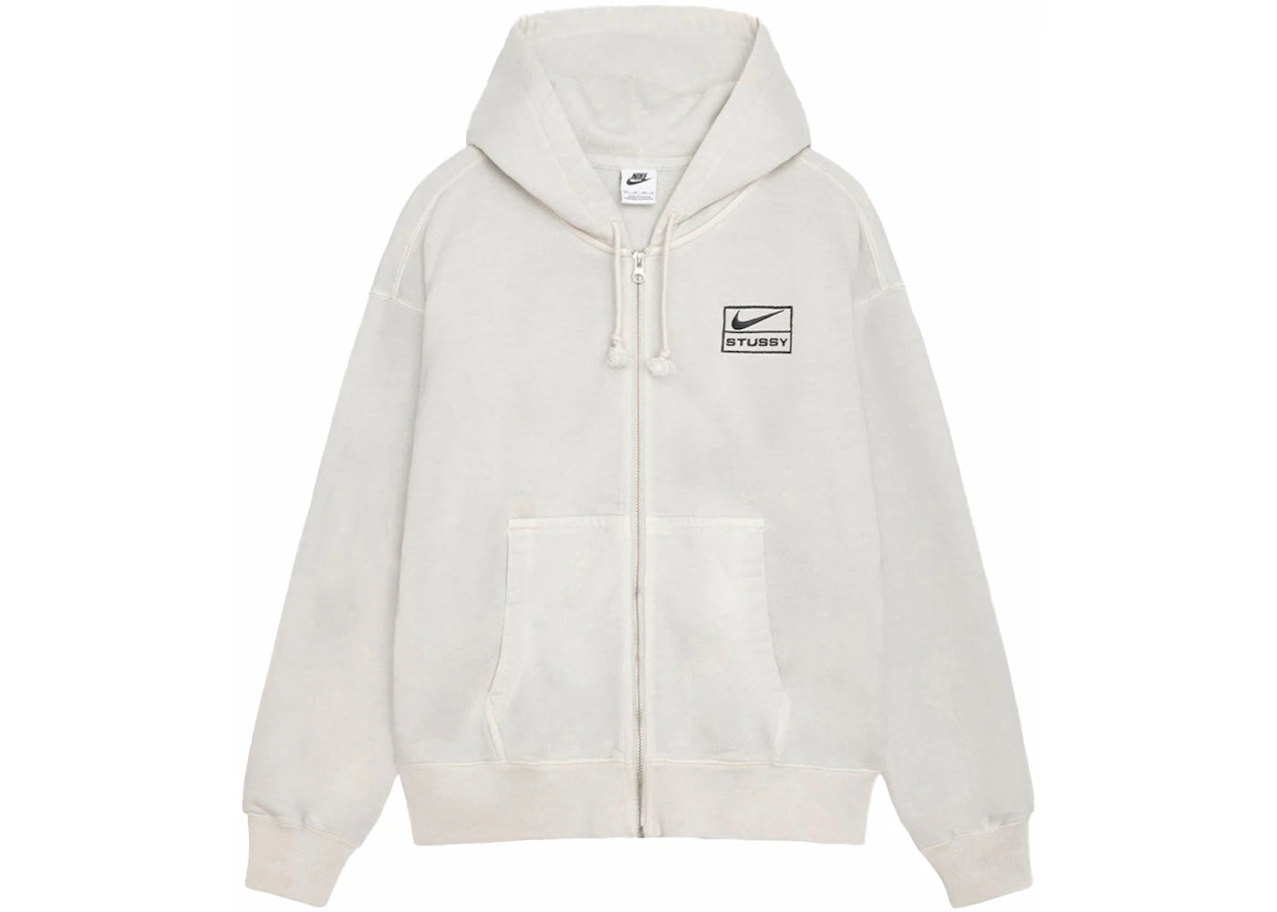 stussy x nike pigment dyed fleece zip hoodie (ss24) light bone
