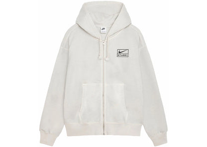 stussy x nike pigment dyed fleece zip hoodie (ss24) light bone
