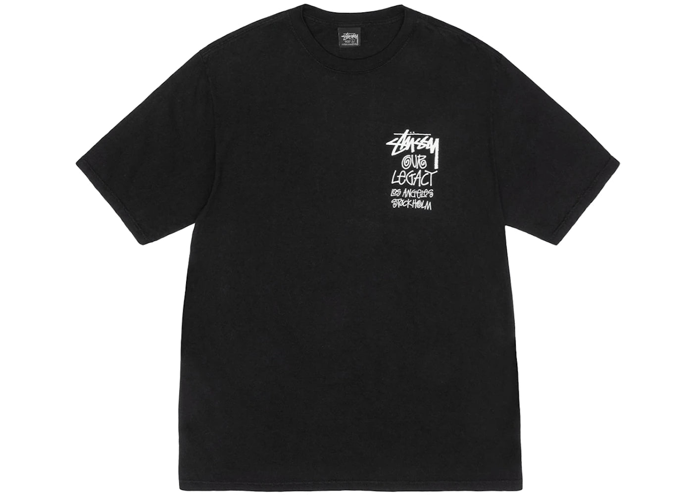 stussy x our legacy work shop 8 ball yin yang pigment dyed tee black