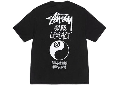stussy x our legacy work shop 8 ball yin yang pigment dyed tee black