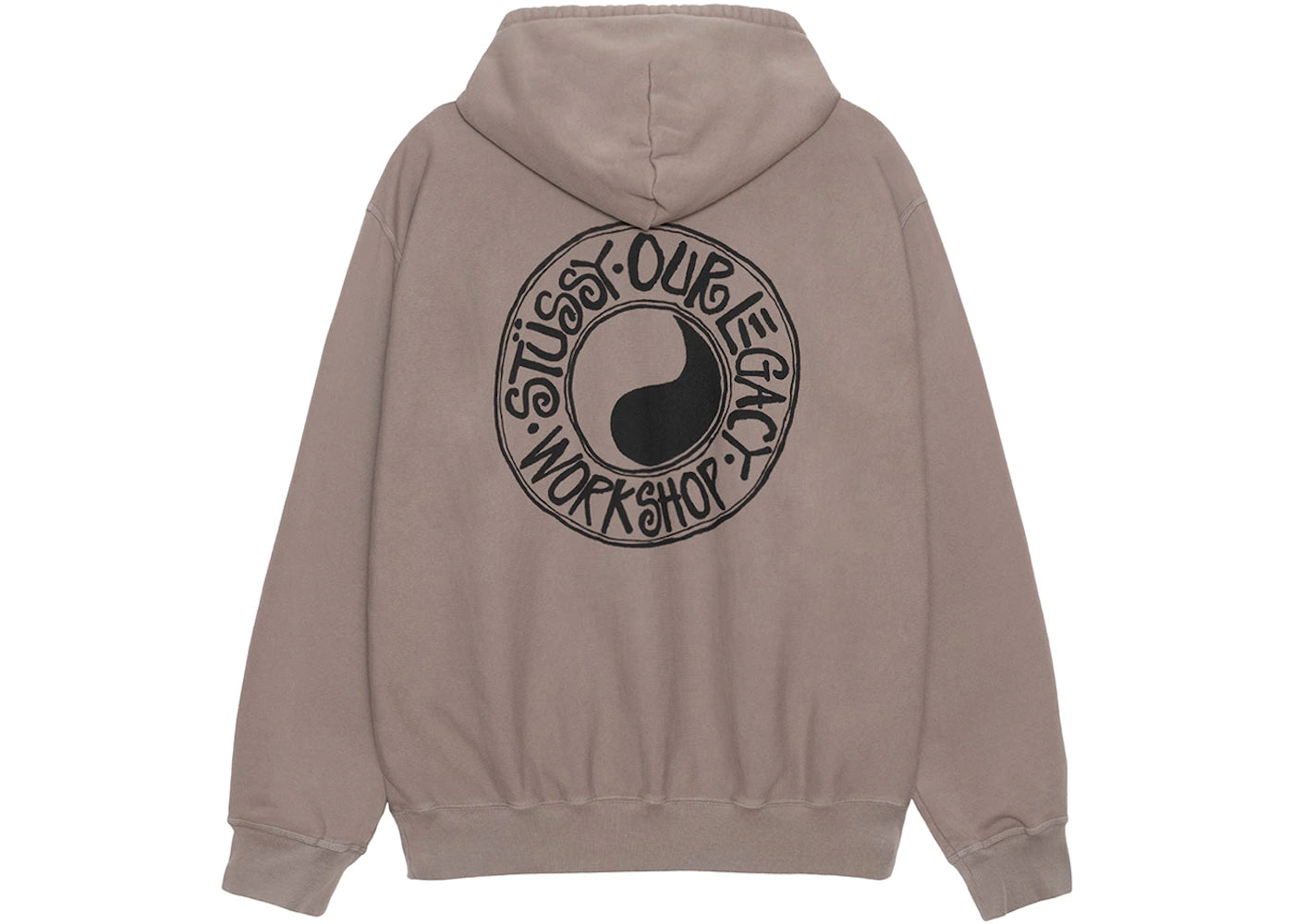 stussy x our legacy work shop buana pigment dyed hoodie taupe
