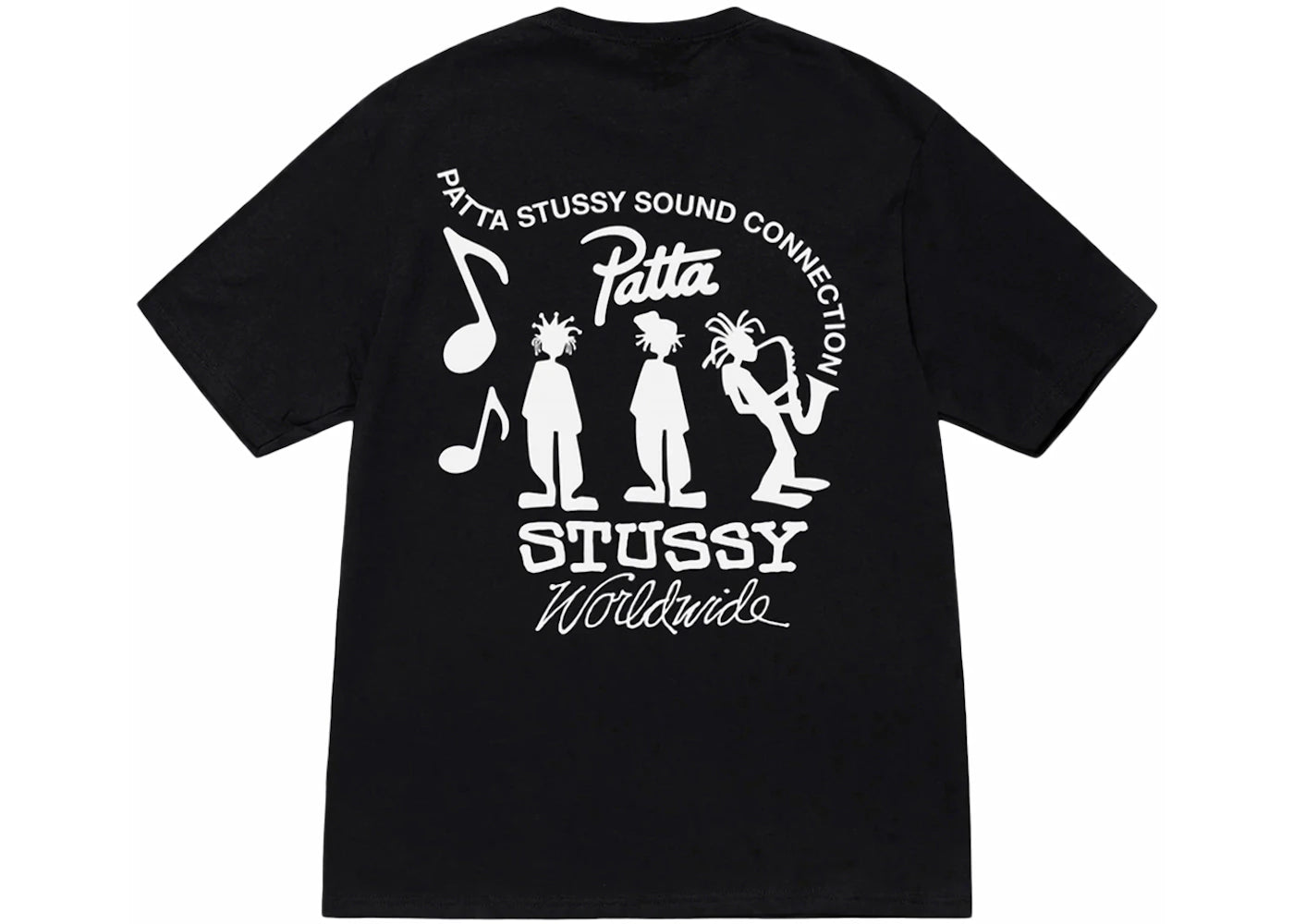 stussy x patta sound connection tee black