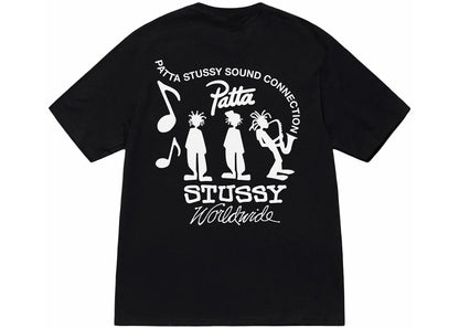 stussy x patta sound connection tee black