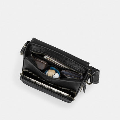 Coach Sullivan Flap Crossbody Bag In Signature Canvas Gunmetal Charcoal Black