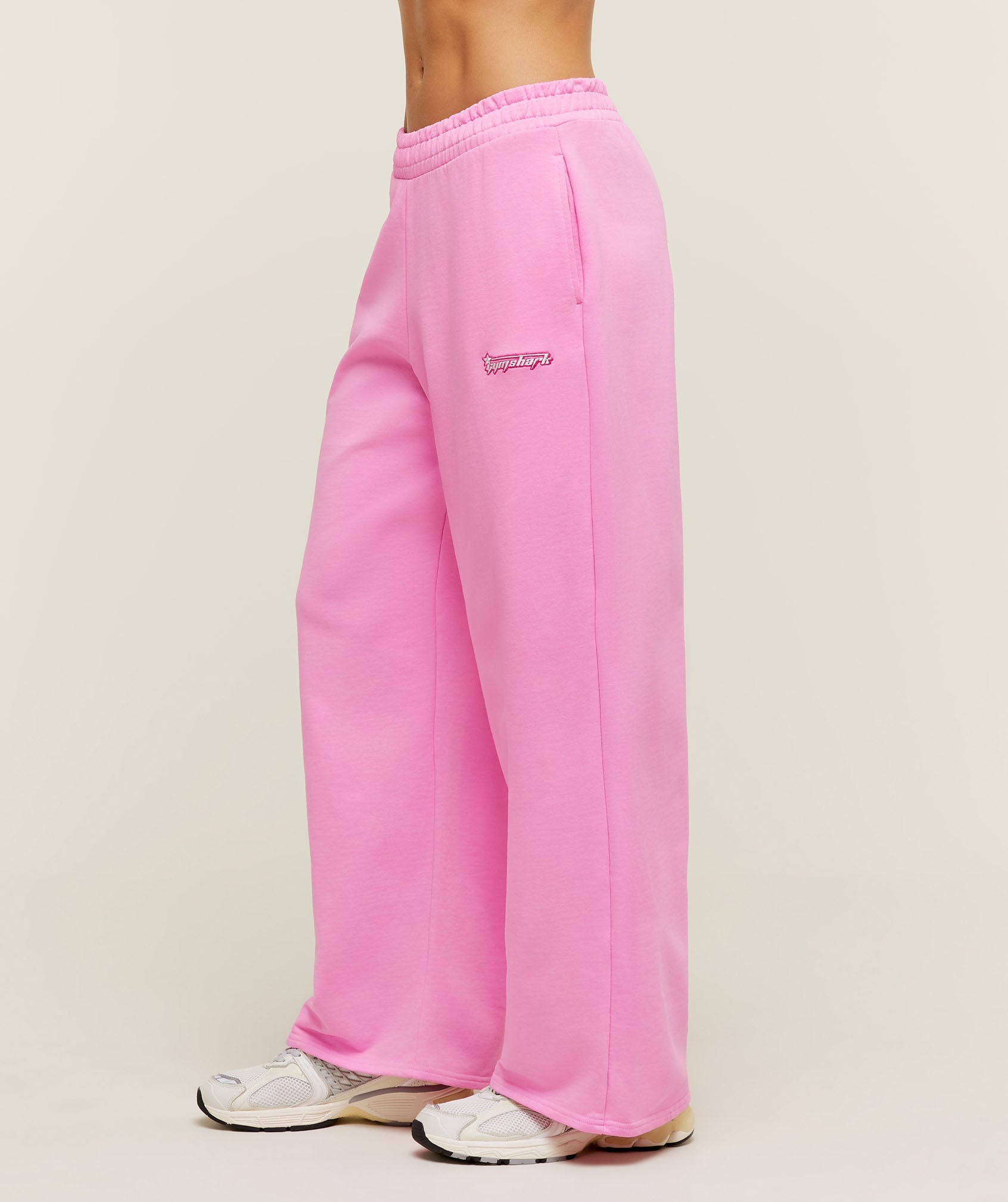 Women's Gymshark Script Embroidery Wide Leg Pants Focus Pink