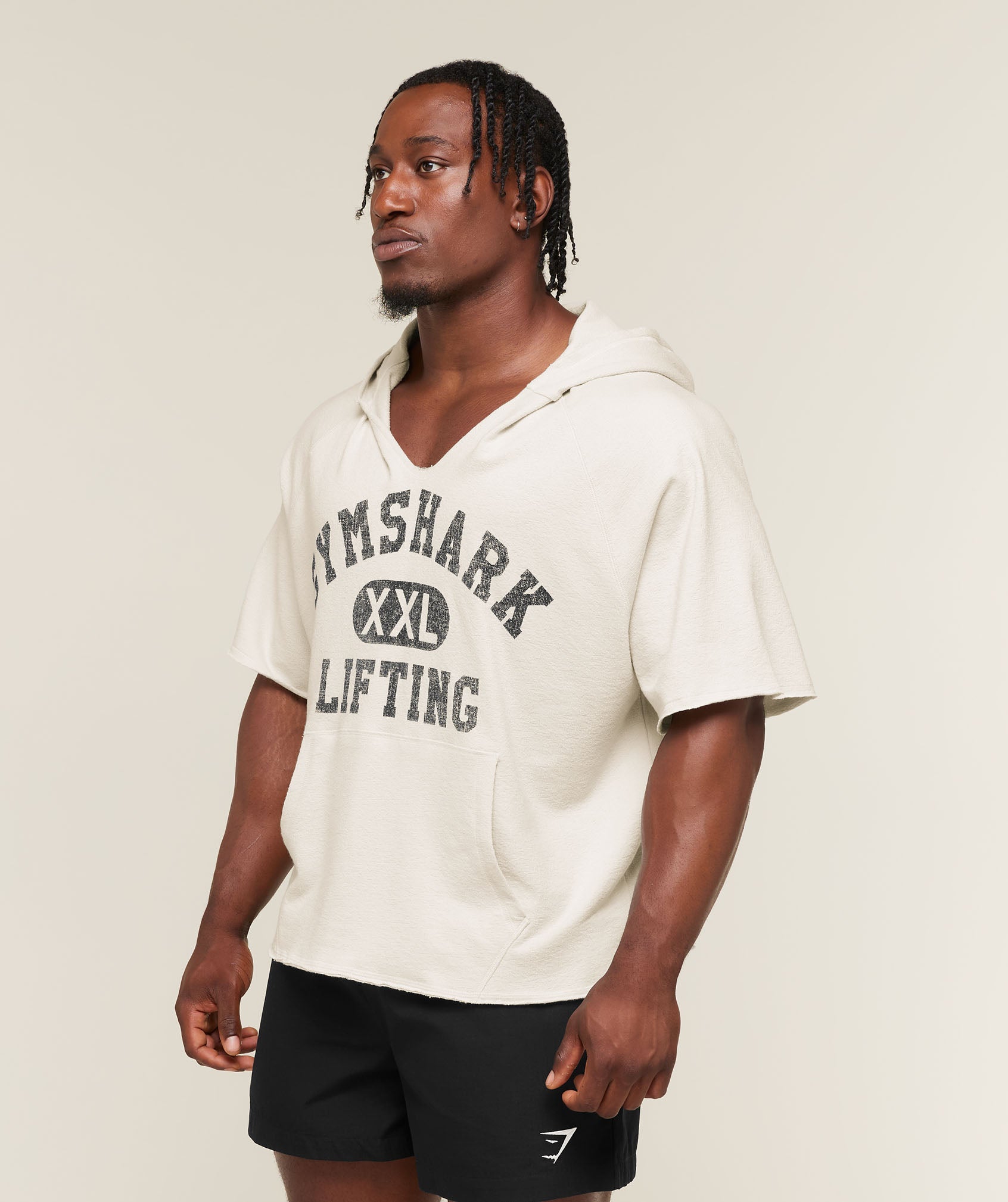Gymshark Summer Pump Cover Short Sleeve Hoodie Tinted White