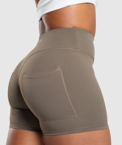 Women's Gymshark Superset Pocket Shorts Camo Brown