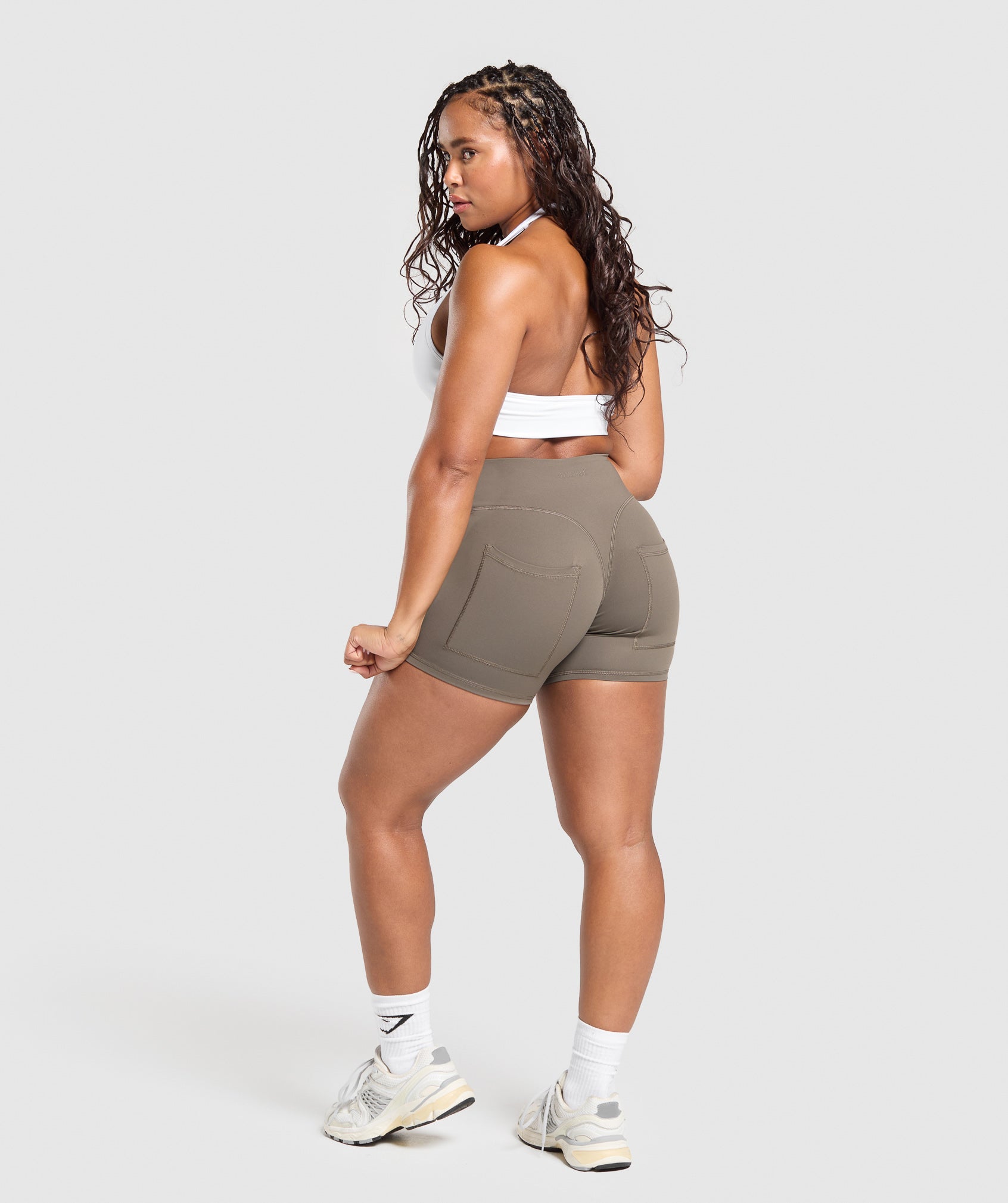 Women's Gymshark Superset Pocket Shorts Camo Brown