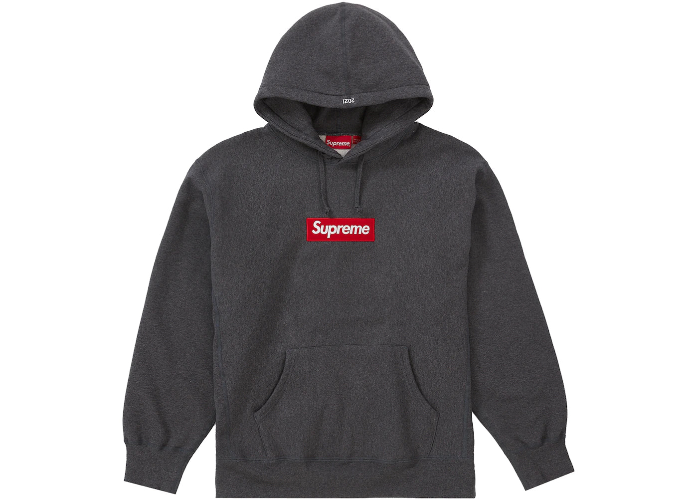 supreme box logo hooded sweatshirt (fw21) charcoal
