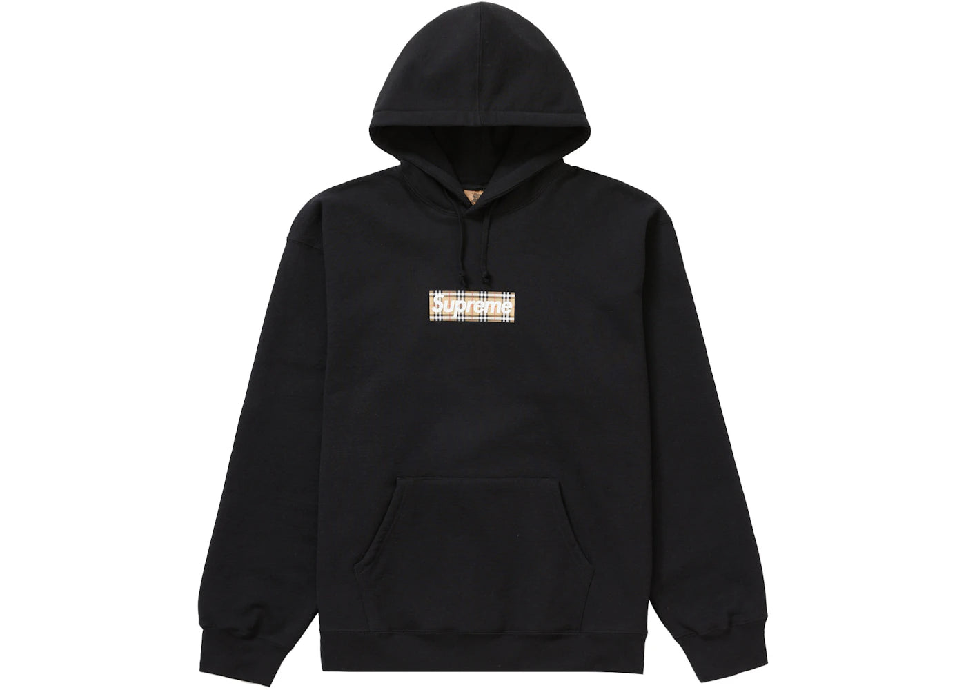 supreme burberry box logo hooded sweatshirt black