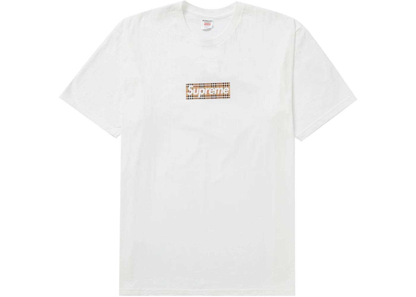 supreme burberry box logo tee white