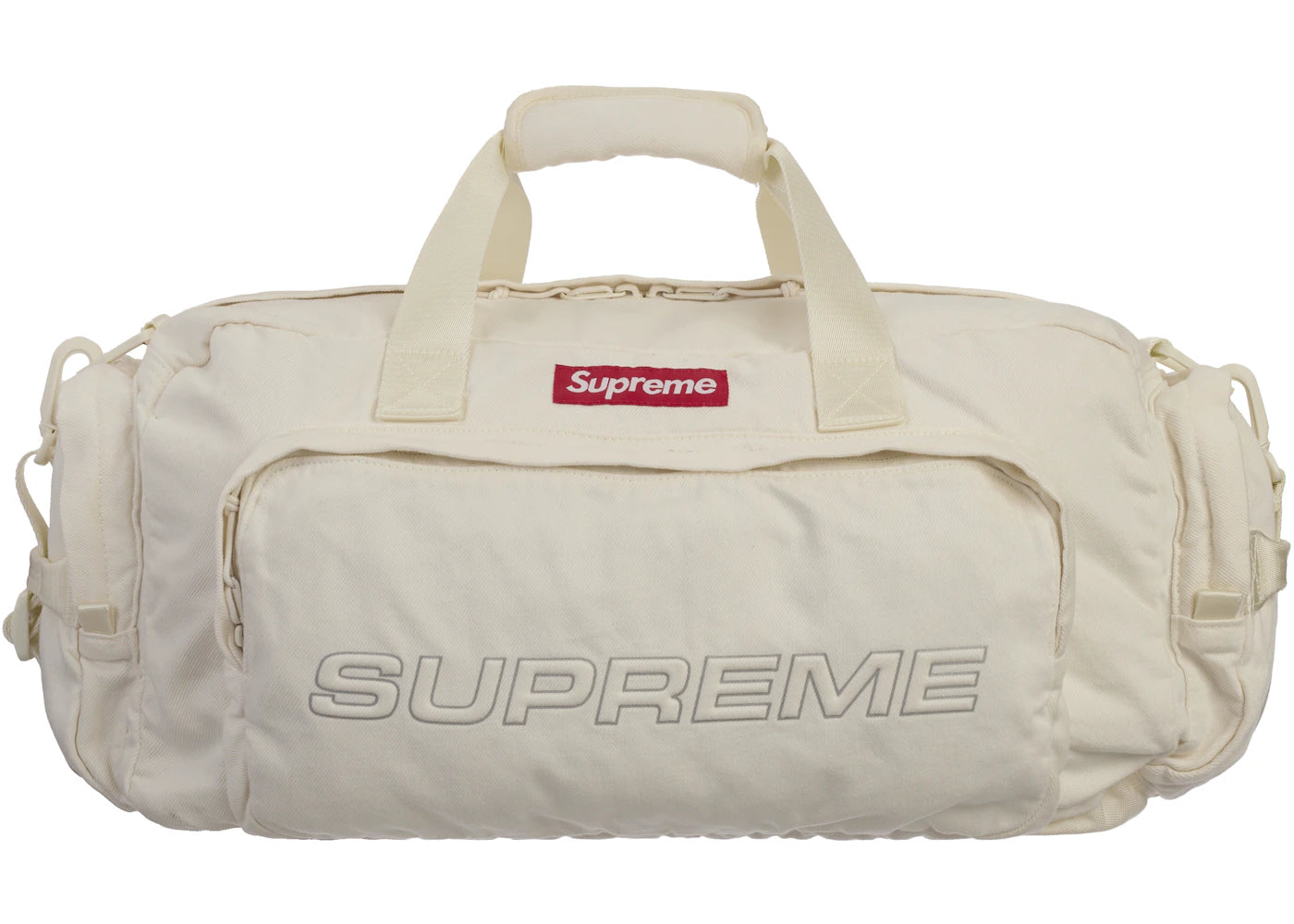 Supreme Denim Duffle Bag White
