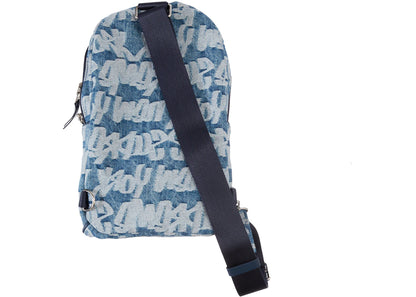 Supreme Fat Tip Jacquard Denim Sling Bag Blue