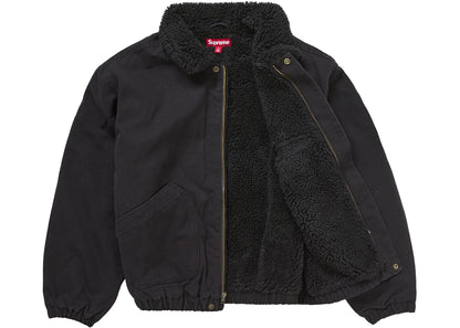 supreme faux shearling lined bomber jacket black