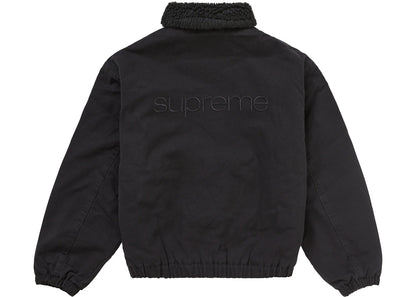 supreme faux shearling lined bomber jacket black