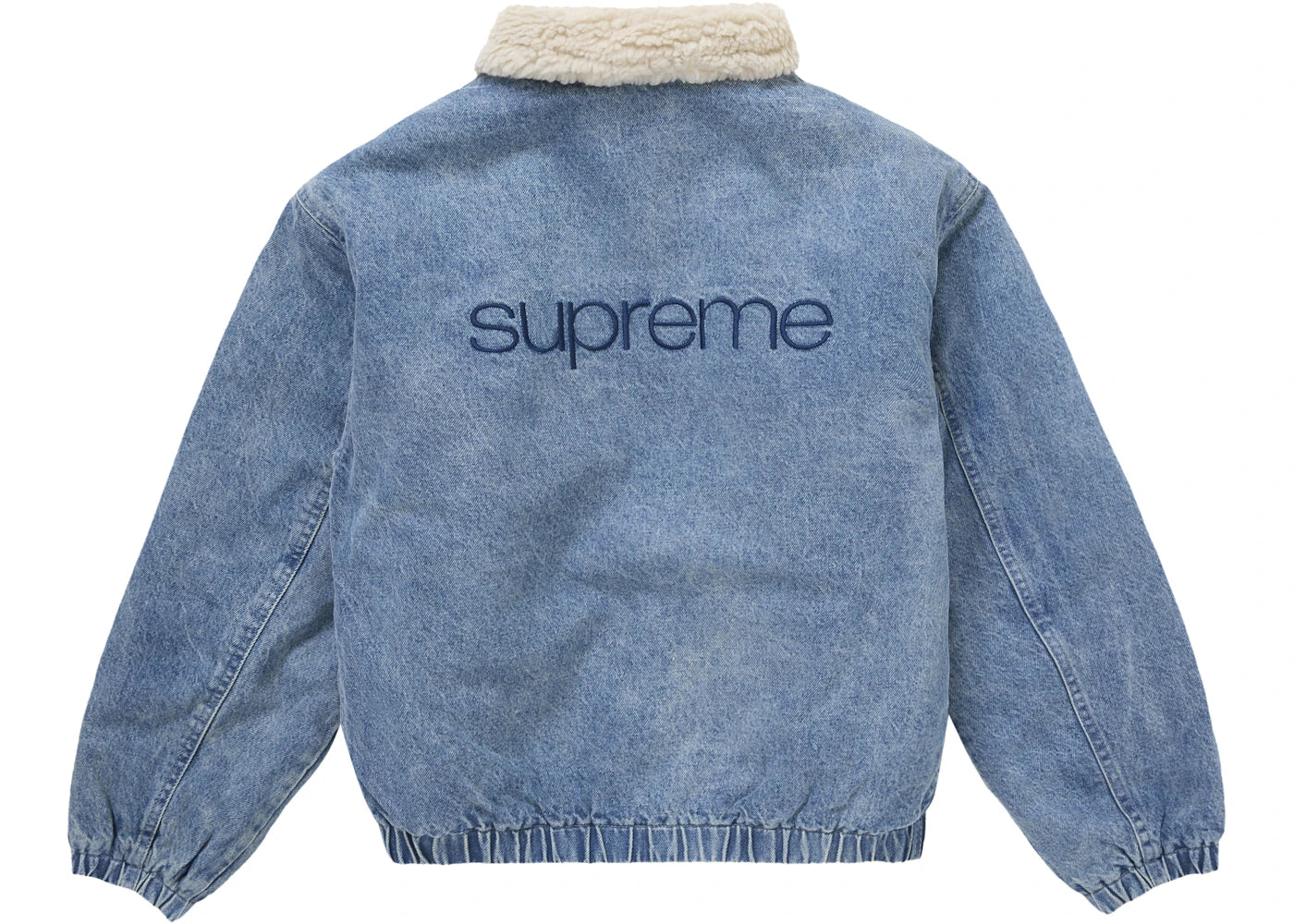 supreme faux shearling lined bomber jacket denim
