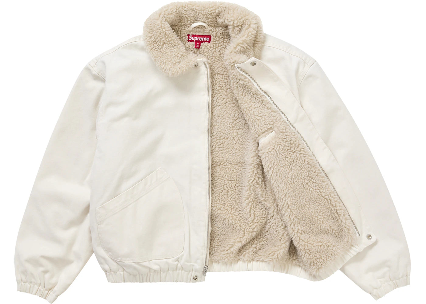supreme faux shearling lined bomber jacket white