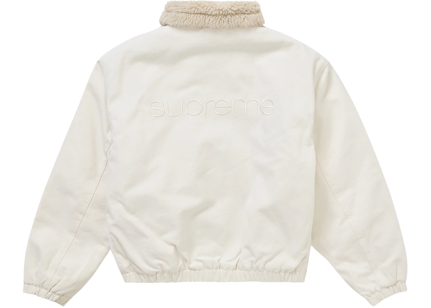 supreme faux shearling lined bomber jacket white