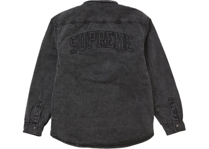 supreme faux shearling lined work shirt black denim