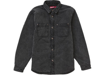 supreme faux shearling lined work shirt black denim