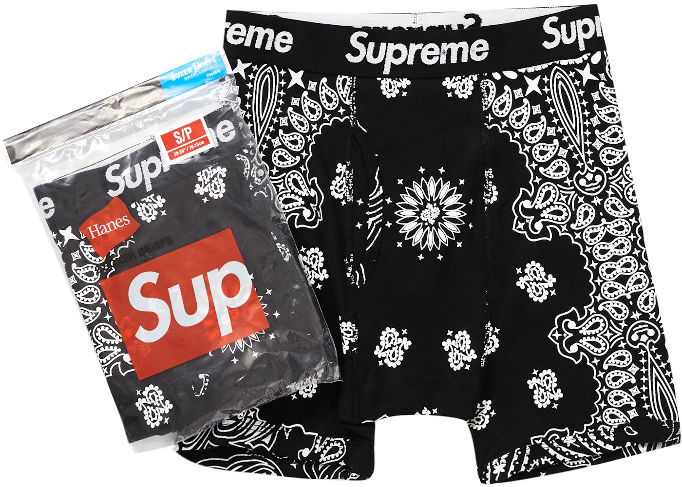 supreme hanes bandana boxer briefs (2 pack) black