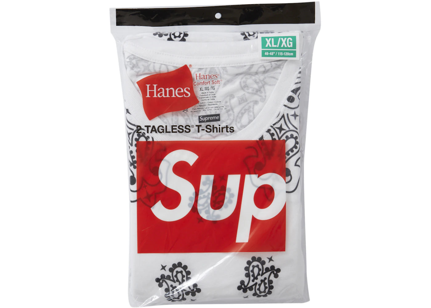 supreme hanes bandana tagless tees (2 pack) white