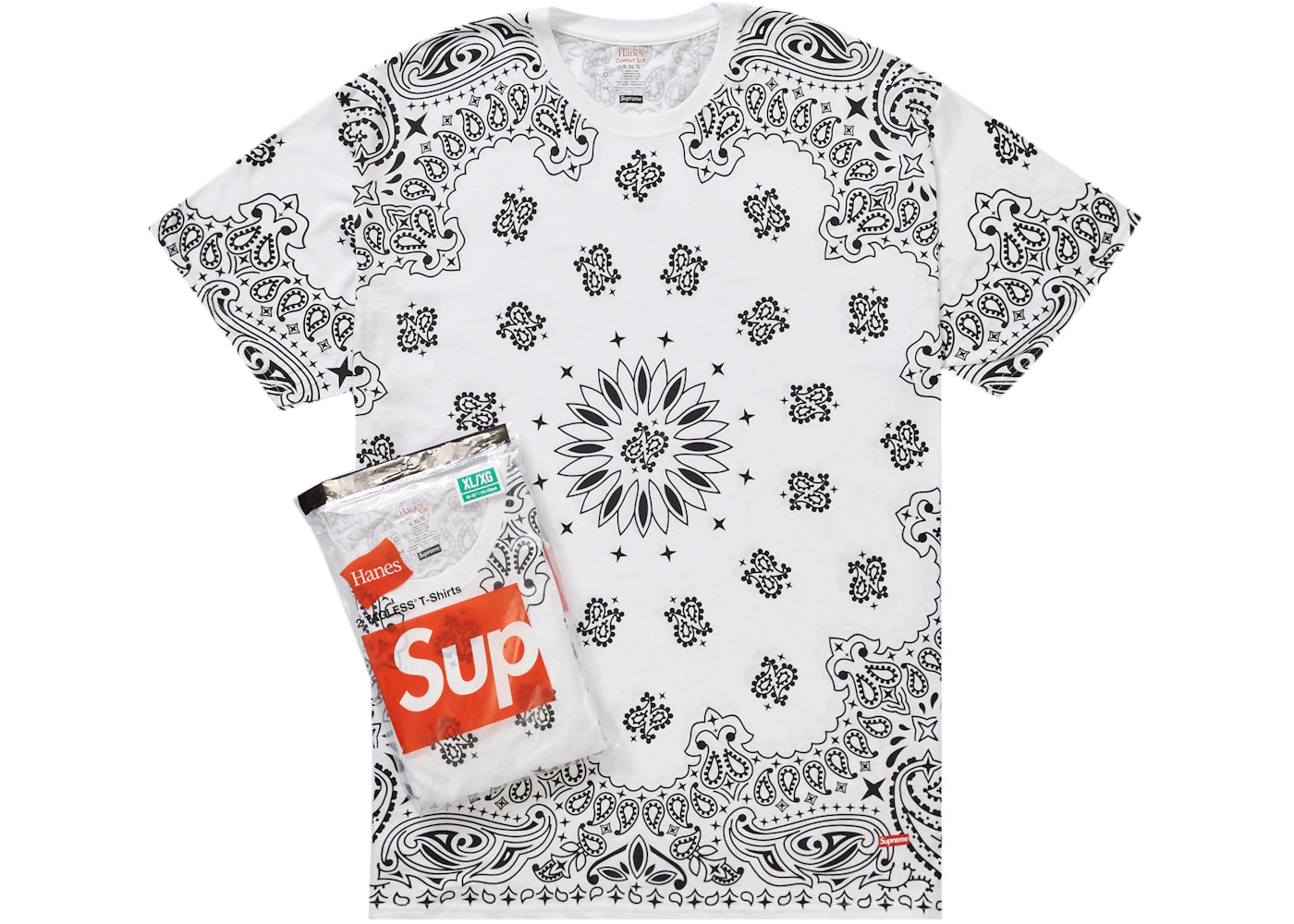 supreme hanes bandana tagless tees (2 pack) white