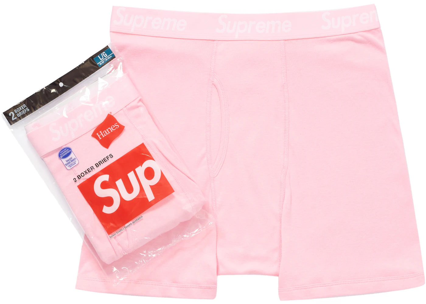 supreme hanes boxer briefs (2 pack) pink