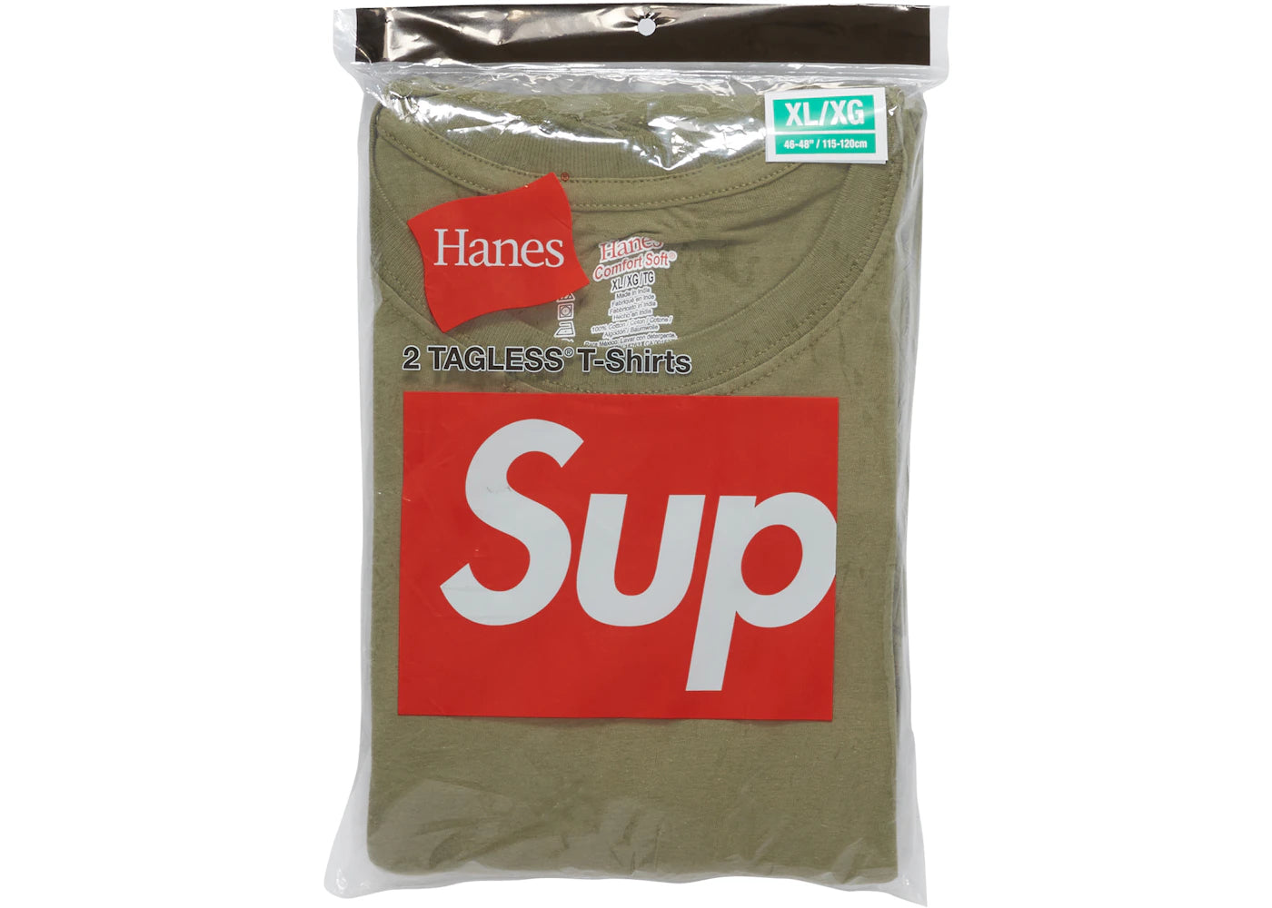 supreme hanes tagless tees (2 pack) olive