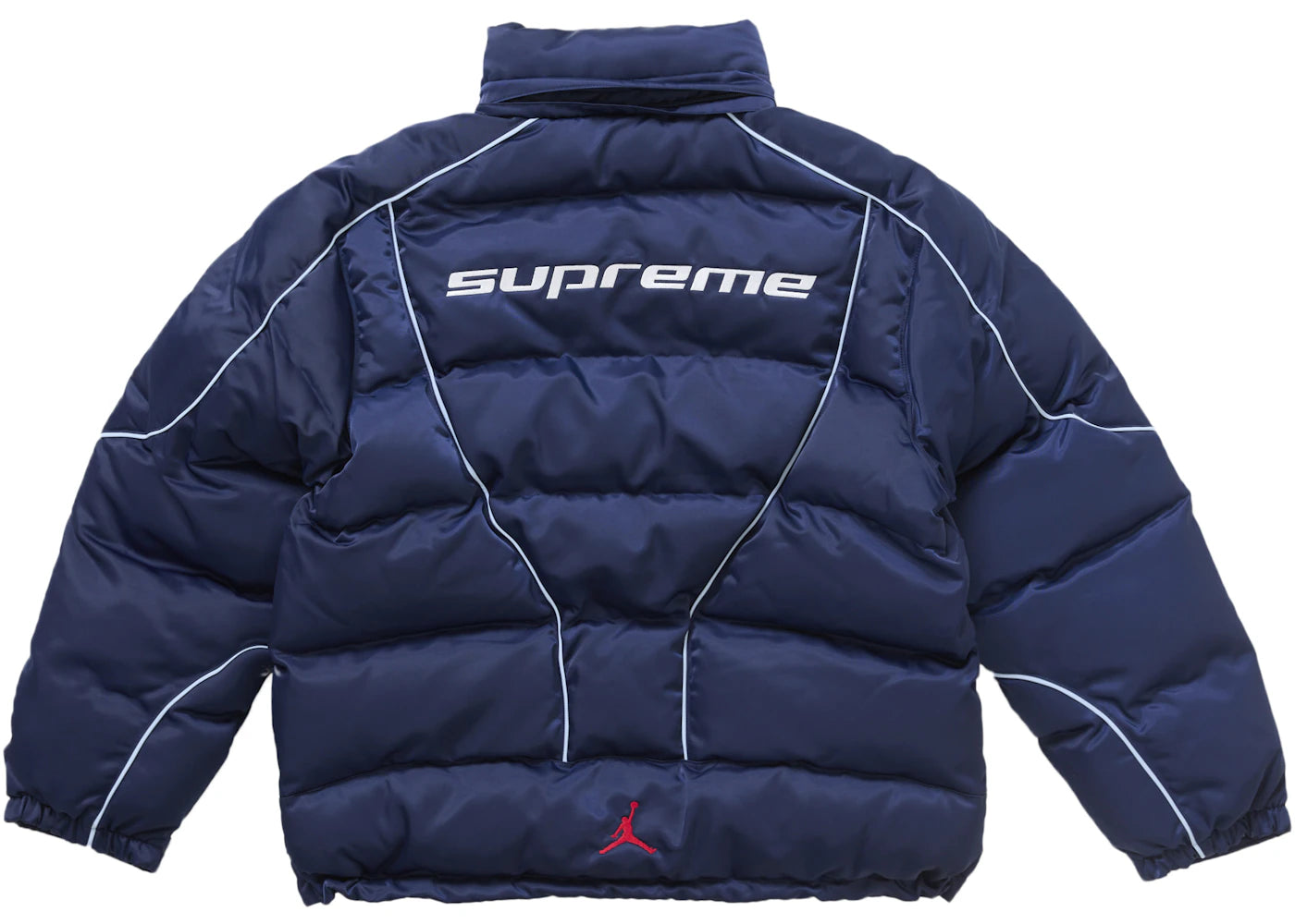 supreme jordan puffer jacket navy