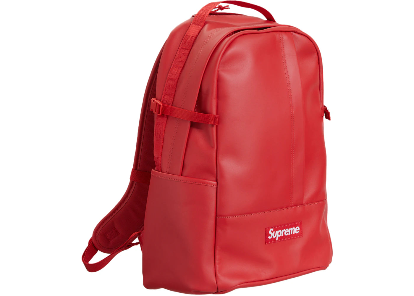 supreme leather backpack red 