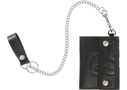 supreme leather chain wallet black