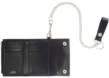 Supreme Leather Chain Wallet Fw25 Black