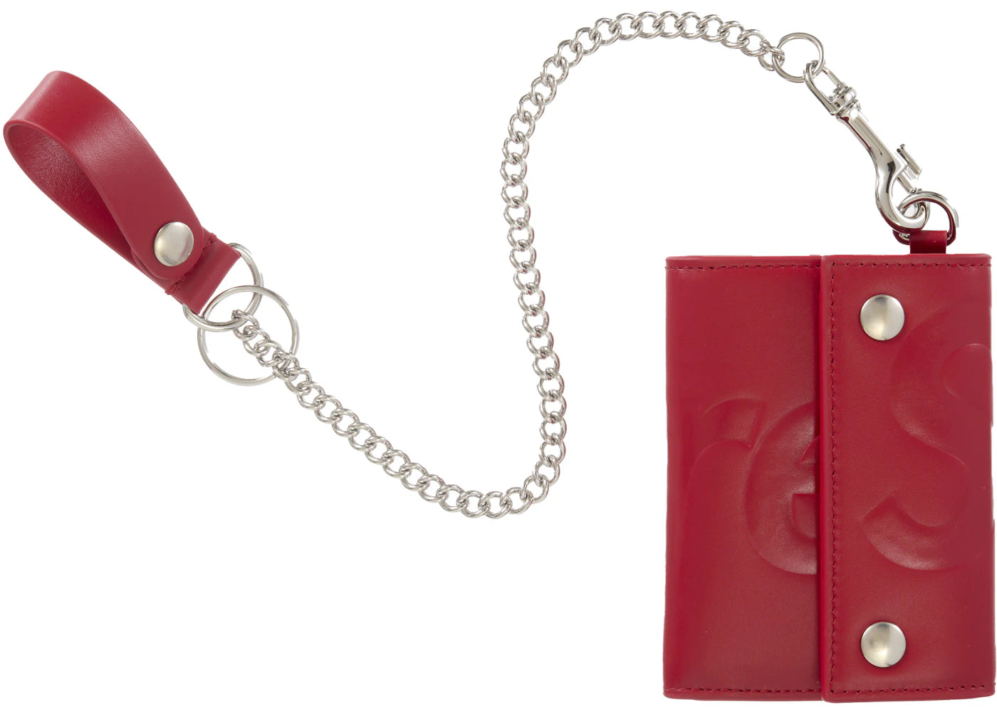 supreme leather chain wallet red