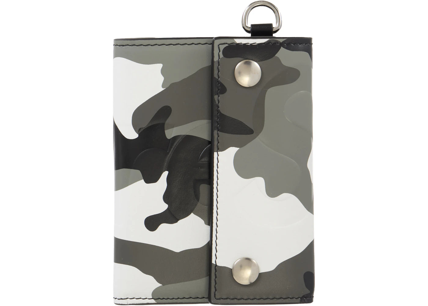 supreme leather chain wallet snow camo 