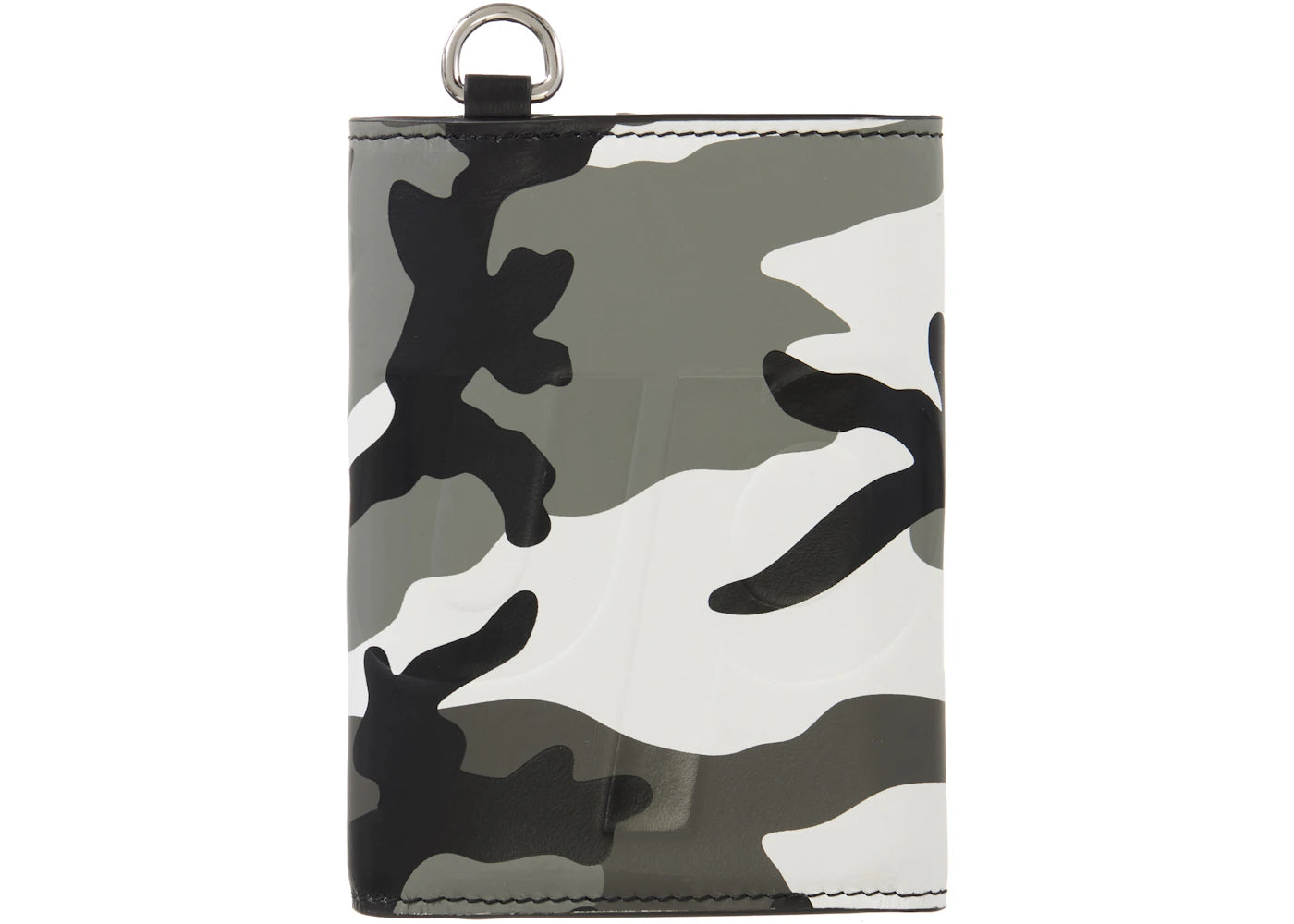 supreme leather chain wallet snow camo 