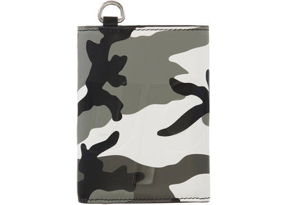 supreme leather chain wallet snow camo 
