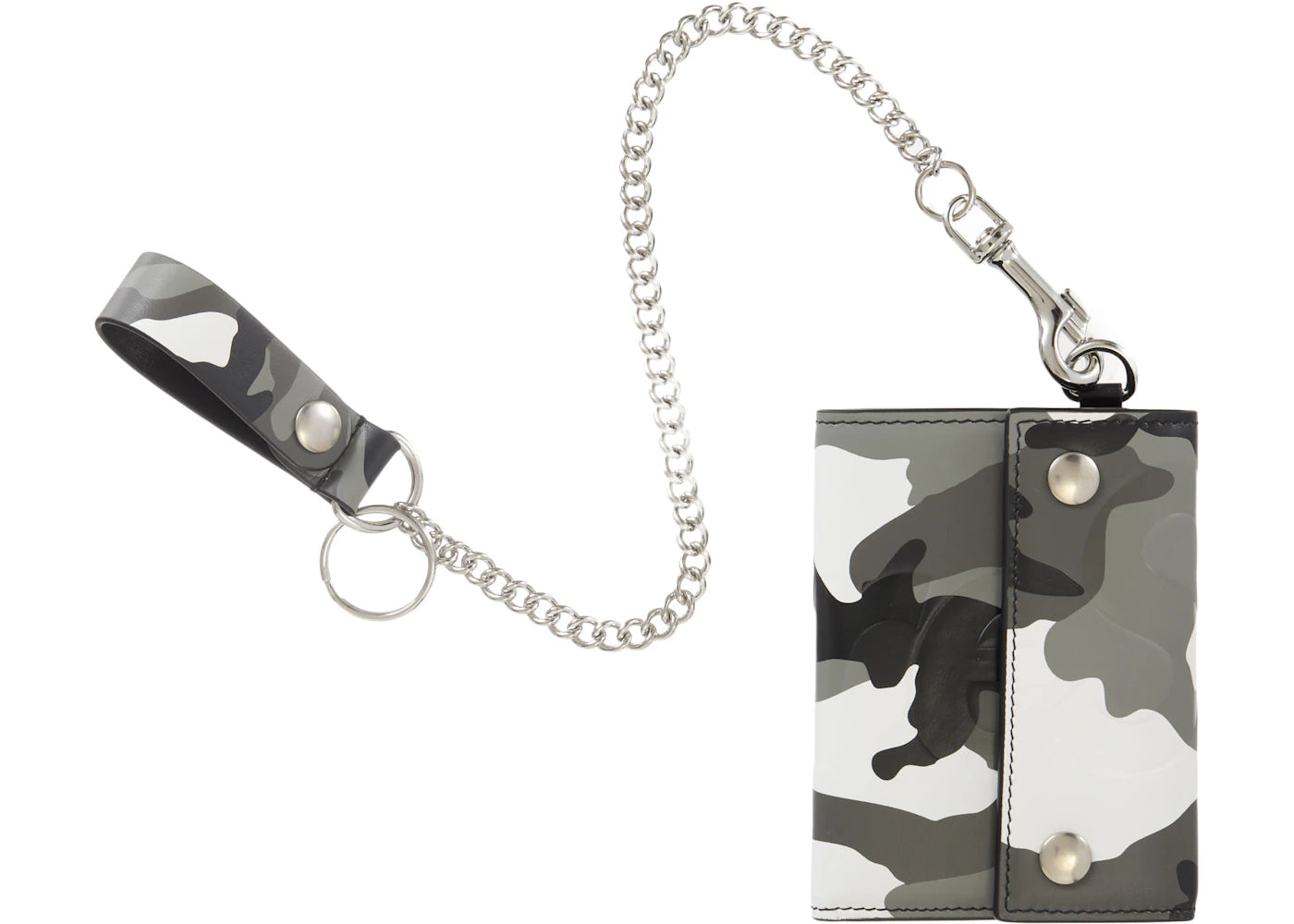 Supreme Leather Chain Wallet Snow Camo
