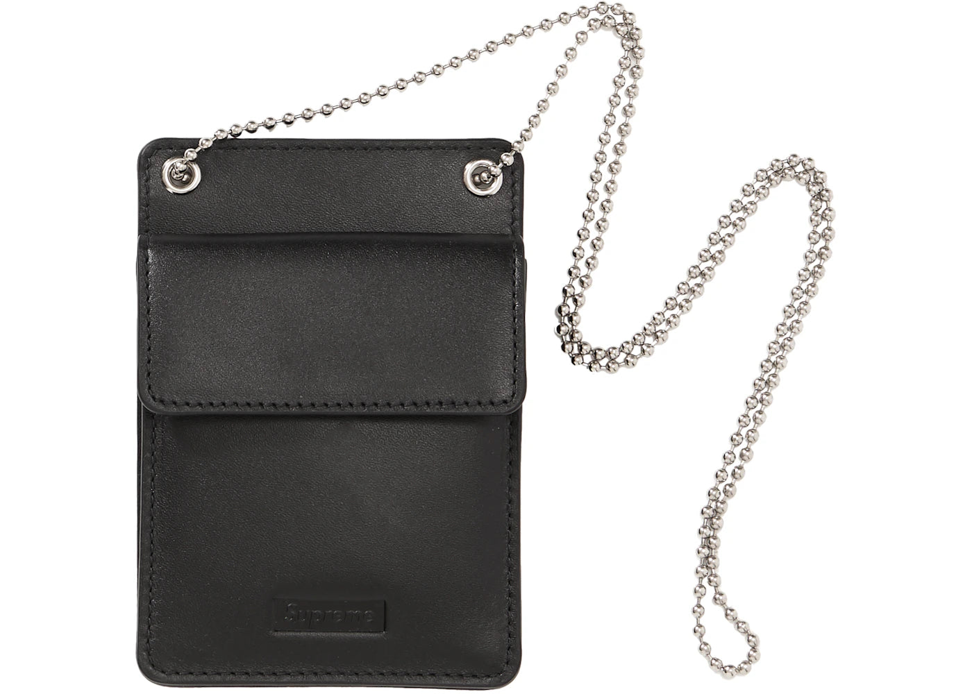 supreme leather id holder + wallet black 